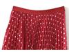 Korean-Japanese Polka Dot Pleated Midi Skirt, High Waist, Slimming, 2026 Spring/Summer Collection.