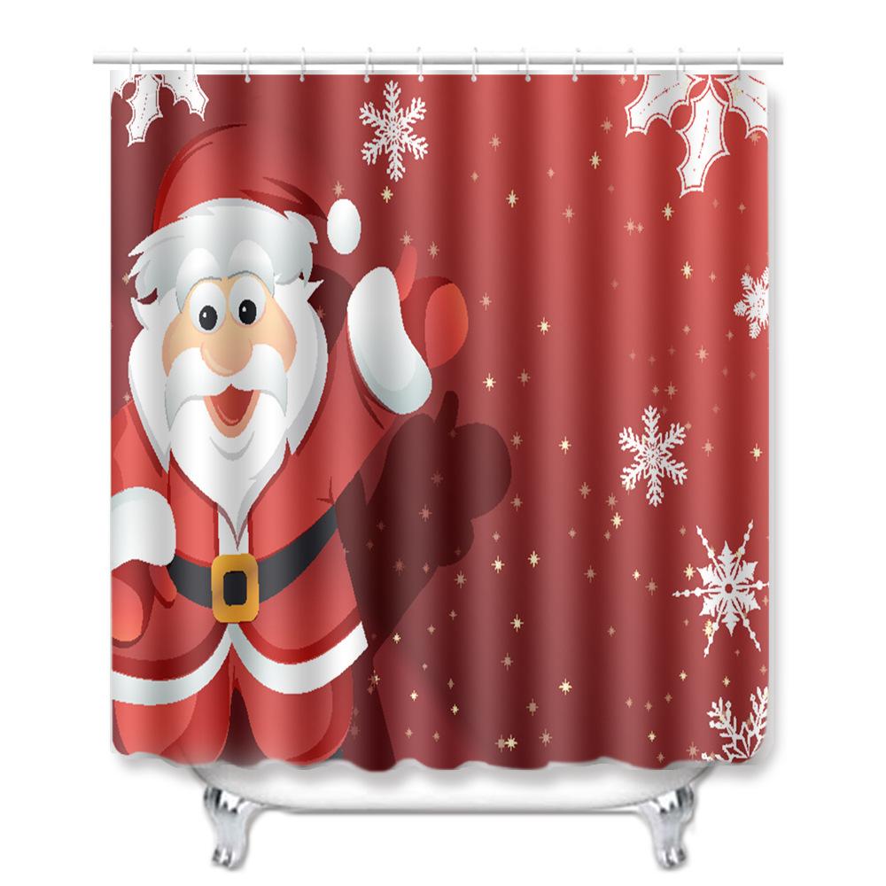 Christmas Toilet Seat Shower Curtain Four-Piece Printed Floor Mat Set Bathroom Floor Mat Bedroom Absorbent Door Mat Carpet