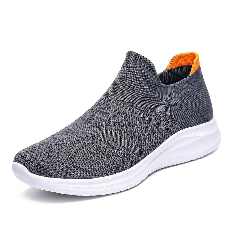 Men's Shoes Breathable Fly-woven Casual Sports Lazy One-pedal Socks Shoes Men's Ultra-light Soft-soled Black Mesh Shoes