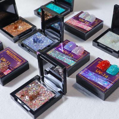Smalto per unghie con paillettes glitterate solide UV, smalto 3D lucido olografico, colla scintillante, decorazioni per nail art