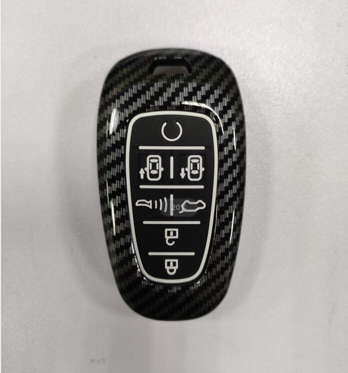 Carbon Fiber Abs +Silicone Car Key Fob Case Cover For Hyundai Solaris Sonata Hybrid Nexo Nx4 New Grand Santa Fe Tucson