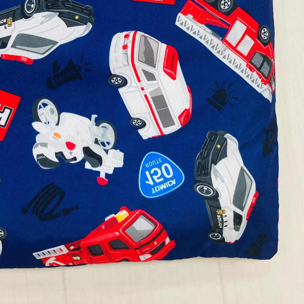 MORIPiLO Tomica Einzel-Futonbezug Einsatzfahrzeug Weich Pfirsichfarben Juniorgröße für Niedlich Polizei Feuerwehr Krankenwagen Morishita Makura (Tomica Skin) Kinder, Marineblau,