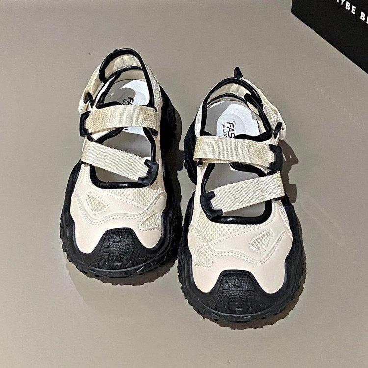 Ugly Cute Thick-soled Bag Head Roman Sandals Women's Summer Wear 2025 New Breathable Hollow Sports Dad Hole Shoes