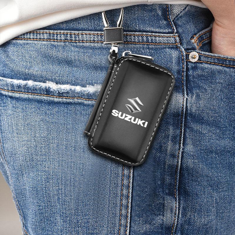 1 stk Læremblem Bilnøkkelveske Nøkkelring Glidelås Nøkkelveske For Suzuki Grand Swift Jimny Vitara Baleno SX4 XL-7 GW250 Tilbehør