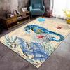 Seahorse Area Rug Coastal Seaside Seahorse Starfish Coral Shell Pattern Nautical Beach Themed Map Carpet for Living Room Kitchen