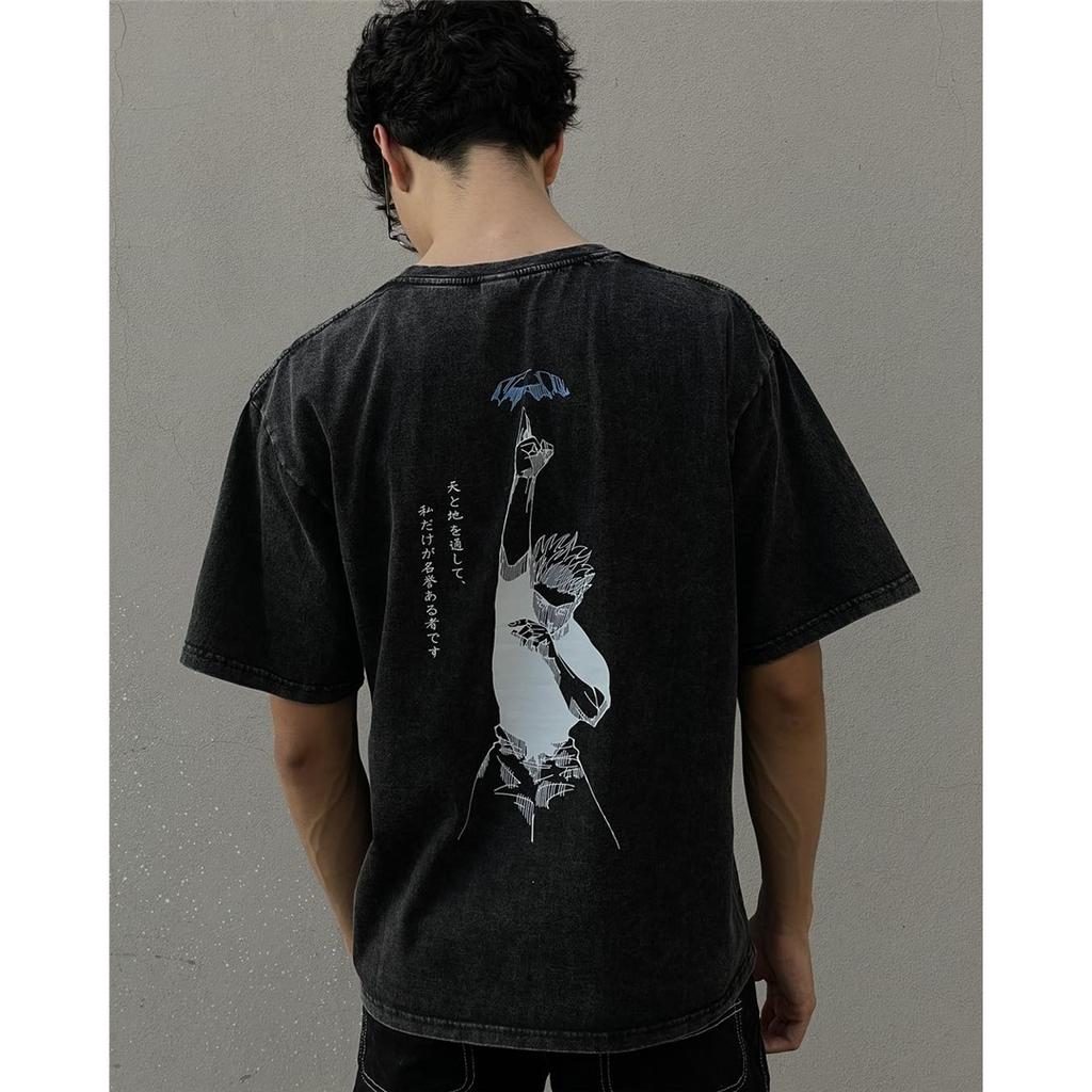 Heißes Anime Jujutsu Kaisen Grafik Washed Oversized Y2K T-Shirt Herren Damen Lässig Baumwolle Locker Kurzarm Bequem Damen Herren Kleidung