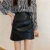 Women's High-Waisted Leather A-Line Skirt: 2025 Autumn/Winter Collection, Slimming & Pleated