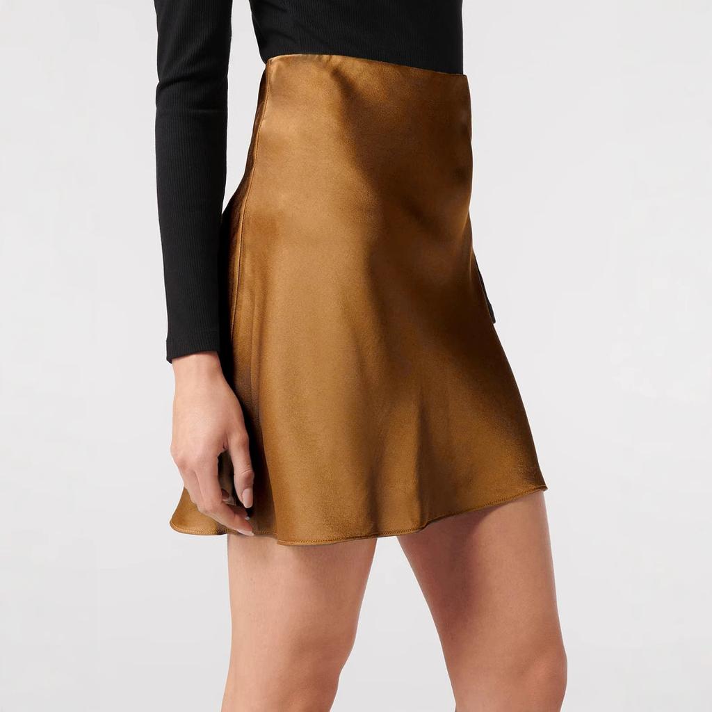 Women's Comfortable Elegant and Premium Acetate Satin Halter Skirt Spring Summer Elastic High Waist Solid Color Short Skirt Women's