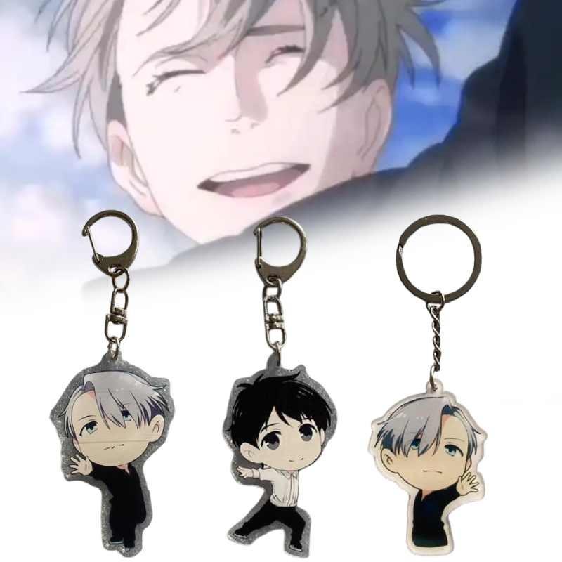Yur On Ice Katsuki Yuri Victor Nikiforov Acrylic Keychain Printed Cartoon Character Keyring For Collectors