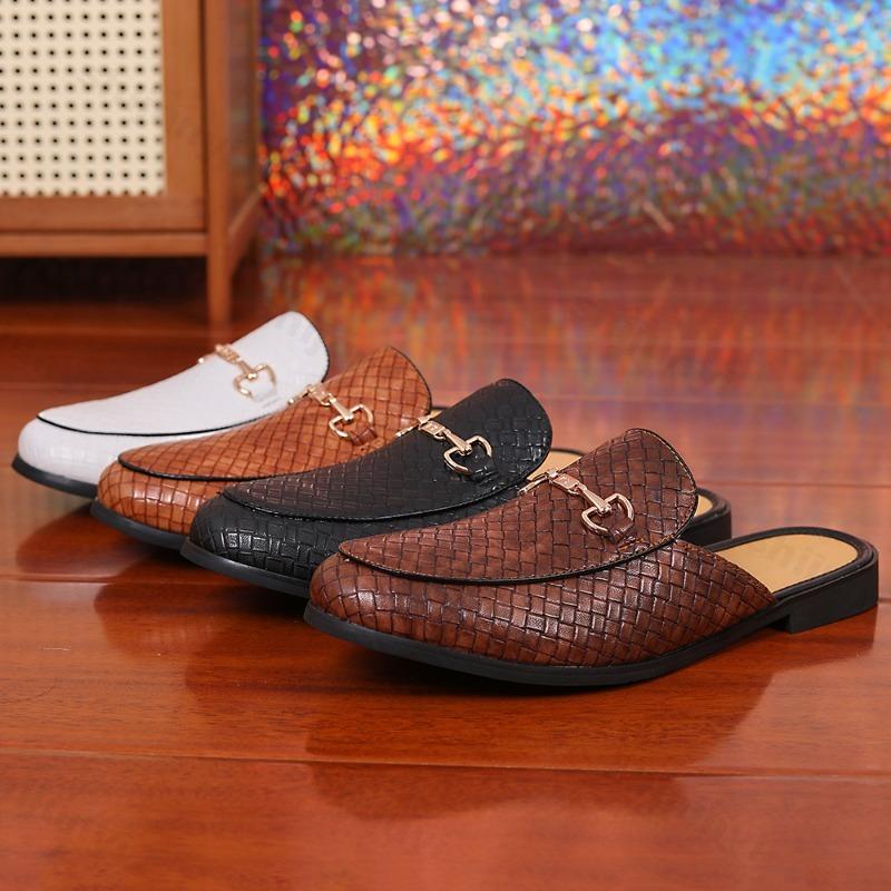 Men Slippers 2026 Spring Anti-Odor Comfortable Non Slip Outdoor Fashion Slippers Outdoor Leather Half Slippers Large-size 40-48