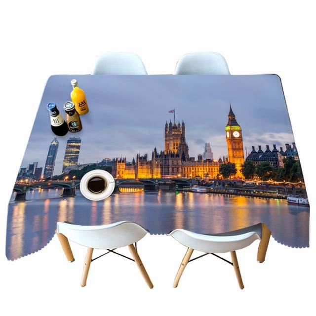 Lighting City Night View Pattern Tablecloth Thicken Cotton Rectangular Round Table Cloth For Wedding Picnic Party