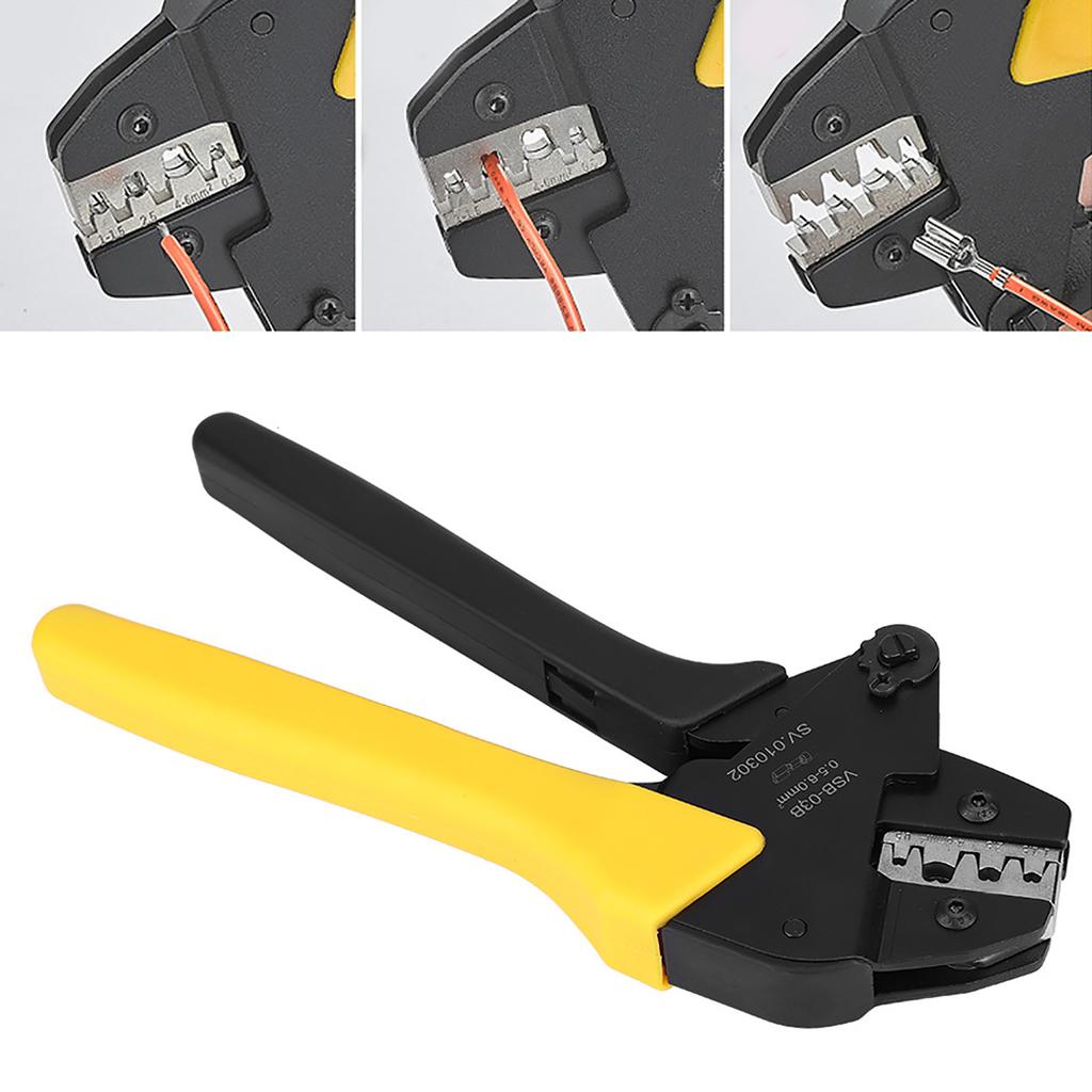 Ratchet Crimping Pliers 0.5 6mm AWG23‑10 Carbon Steel Self Adjusting Terminal Crimper