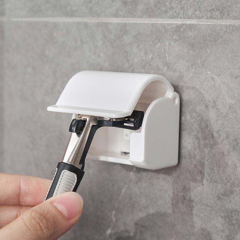 1pc Razor Holder Bathroom Organizer Wall-Mounted Shower Razor Holder Plastic Bathroom Storage Accessories Easy Organization Razor Protect