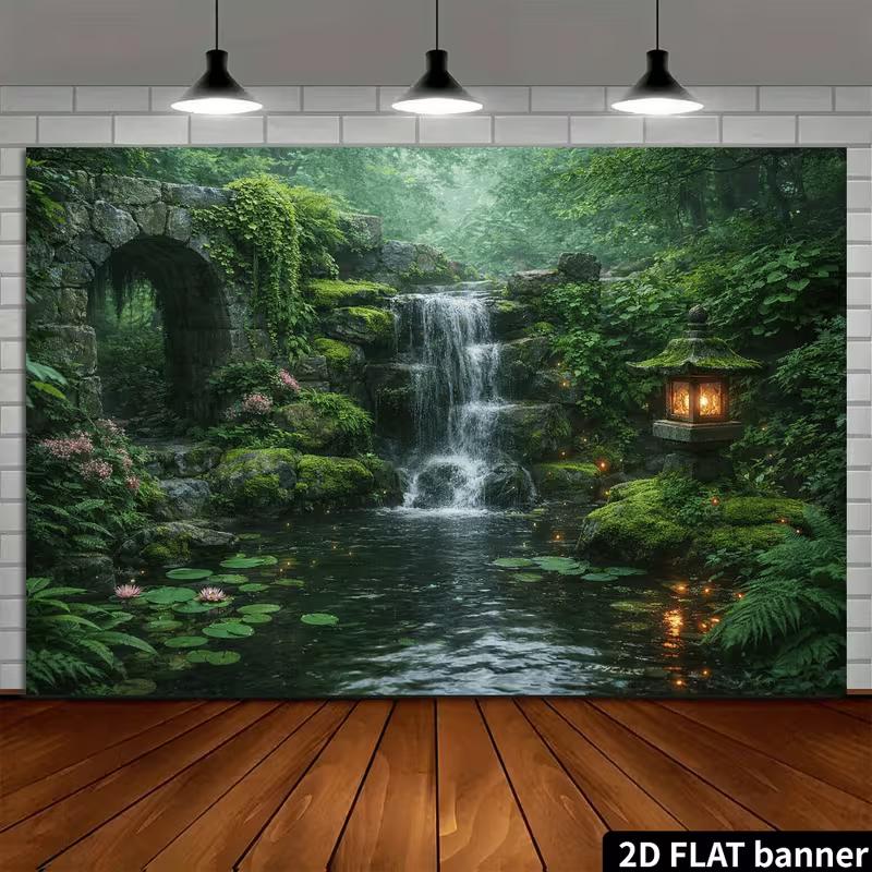 2D Oriental Meditation Yard Portrait Photo Backdrop