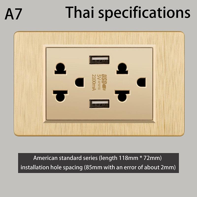 5V 2.1A Usb Type-C Charger Thailand Standard 118Mm Household Panel Thai Universal Wall Switch Power Switch Socket Series