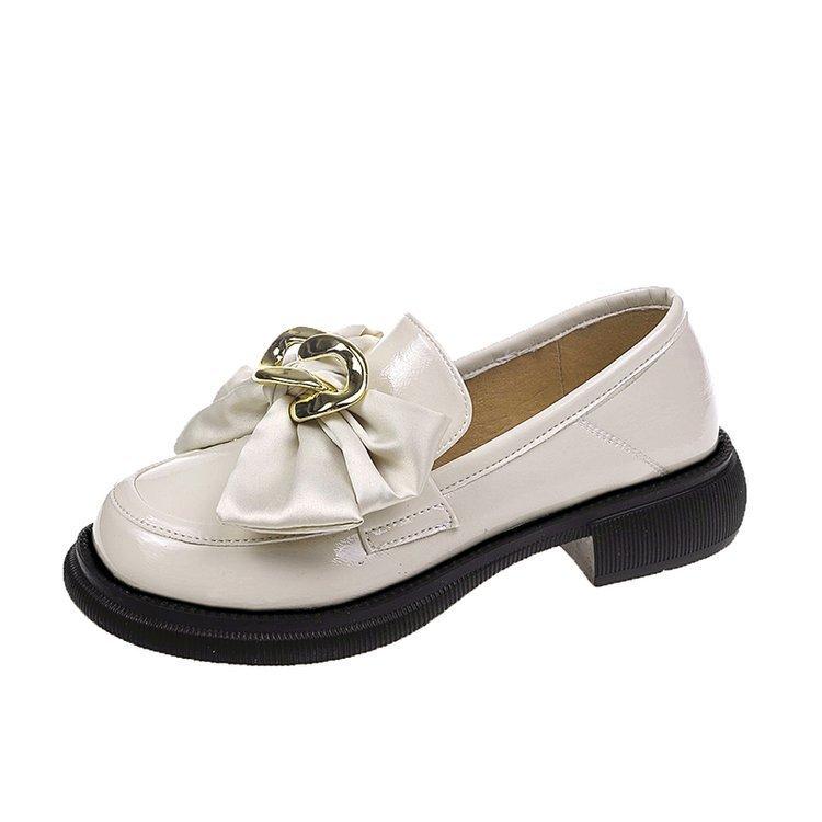 Женские повседневные кожаные туфли в студенческом стиле с бантом удобные прогулочные туфли для принцессы 35 бежевый 2496₽