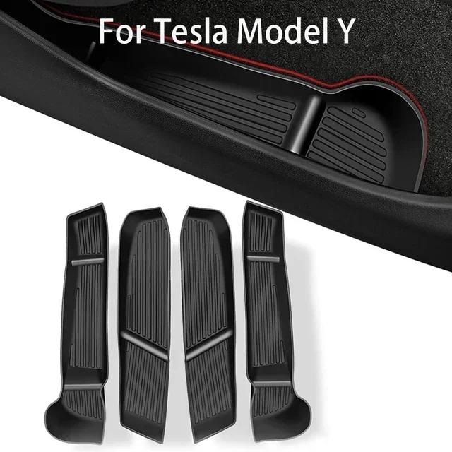 For Tesla Model 3 Highland 2026 Car Door Side Storage Box Front Rear Side TPE Door Storage Organizer Tray Interior Accessories