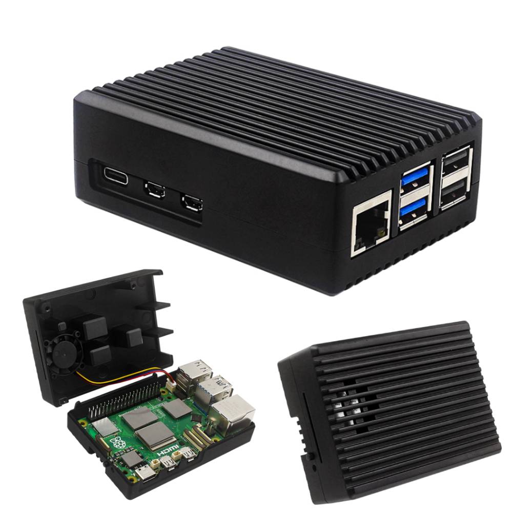 

Case Heatsink Cooler Case with Heatsink Fan Case with Cooling Fan Metal Shell Cooling Enclosure Fit for Raspberry Pi 5 spain