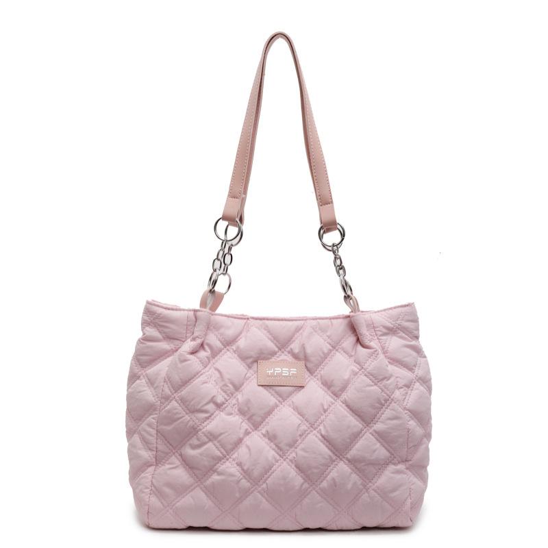 New Large-capacity Cotton Clothing Bag Fashionable Solid Color Simple Diamond Embroidery Thread Shoulder Bag Casual Commuter Hand