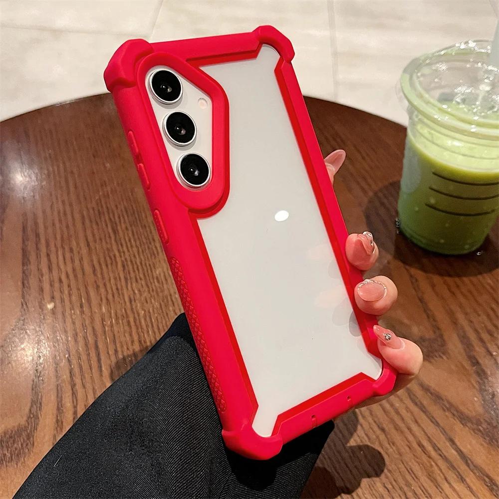 

Heavy Duty Dual Layer Transparent Luxury Phone Case for Samsung Galaxy A06 A12 A15 A16 A21 A23 A24 A25 A35 A51 A54 A55 A56 Cover Samsung A06 красный
