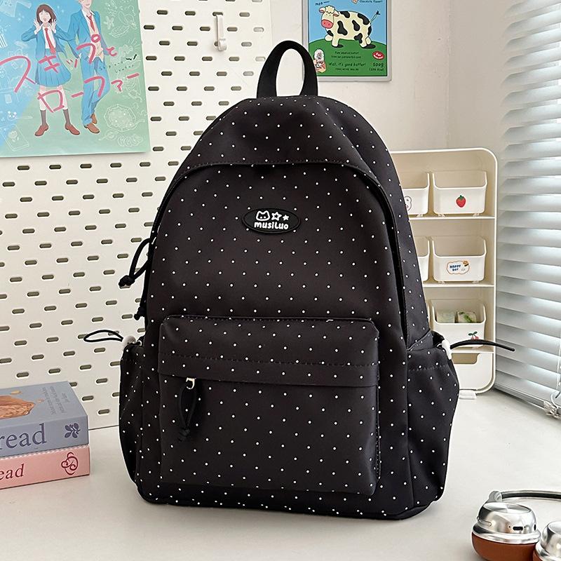 Schoolbag Women's New High-value Japanese Ins Fresh Candy Color Polka Dot Backpack Junior High School Students Lightweight Backpack