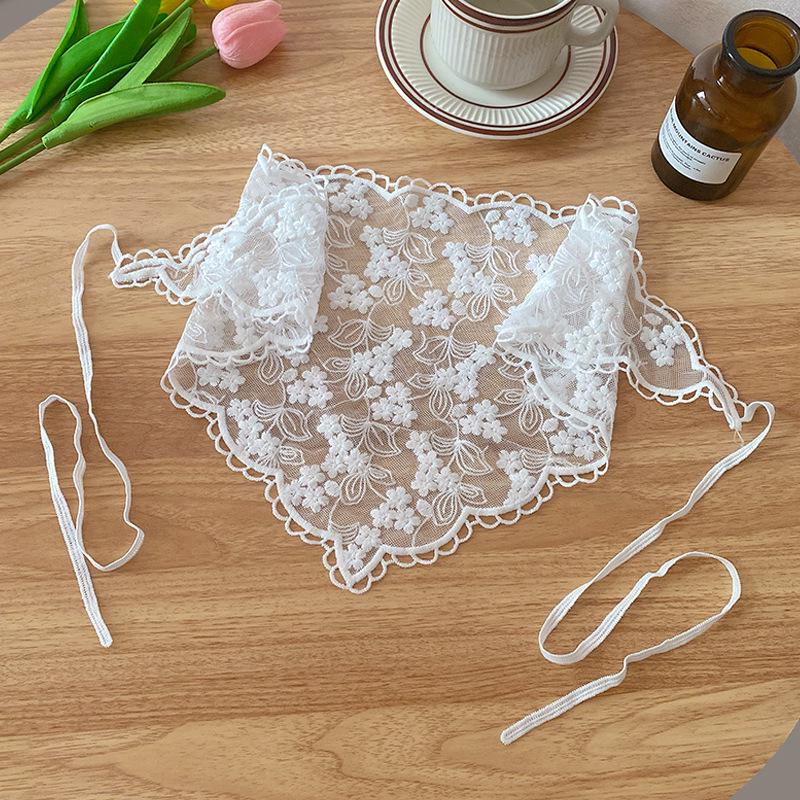 

Французский Ретро Кружевной Треугольный Платок для Детских Волос: Милая корейская повязка на голову-шейный платок