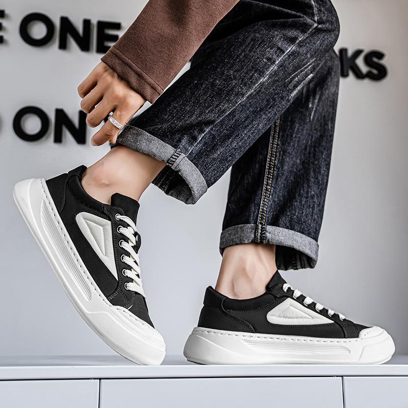 Trendy men's Hong Kong style canvas shoes, new summer breathable, lightweight, thick-soled height-increasing versatile student sports and leisure bo