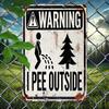 Vintage Iron Warning Sign "I PEE OUTSIDE" - Rustic Garden, Farmhouse & Outdoor Decor - Wall-Mounted Humorous Novelty Plaque