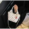 Cherry Print Square Shoulder Bag Women Fashion Faux Leather Crossbody Tote Cute Armpit Handbag