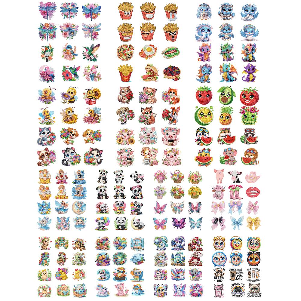 12PCS 2D Flat DIY Diamond Painting Refrigerator Magnet Round Diamond Crystal Refrigerator Magnet Diamond Art Kits for Home Decor