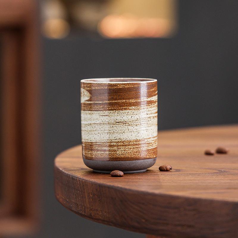 Retro Ceramic Coffee Cup Hand Brewed American Latte Latte Flower Cup Coarse Pottery Water Cup Creative Teacup