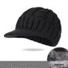 Men's Winter Knit Duckbill Cap: Thick Velvet-Lined, Warm Wool Hat for Cold Weather