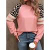 Fashion Fashion Leopard Print Print Raglan Sweatshirt Women 2025 Winter New Arrival Color Contrast Patchwork Pullover Tops Women