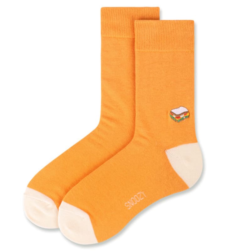 SNOOZY Sandwich Embroidered Socks (Marigold)