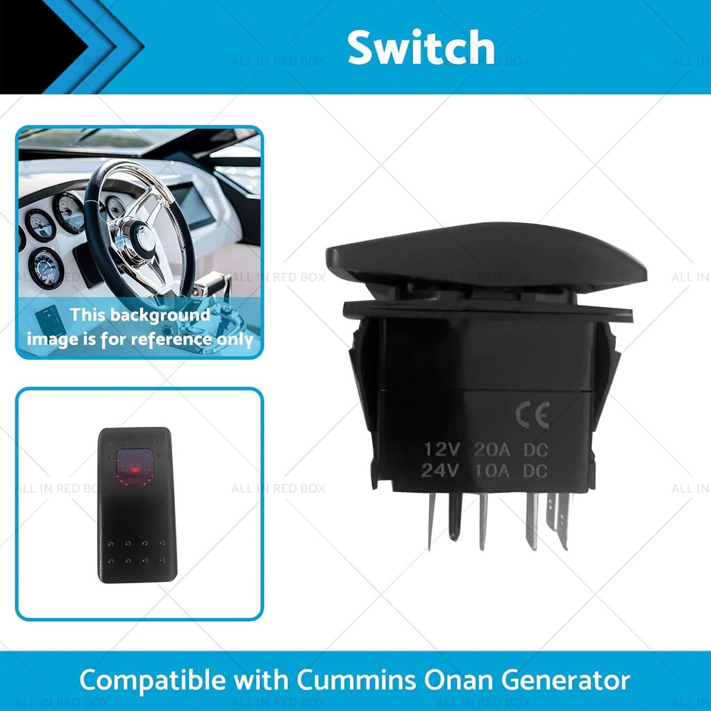 Rocker Switch Compatible With Cummins Onan Generator 308-1062 5 Pin Off-ON Remote Start Switch with Indicator Light