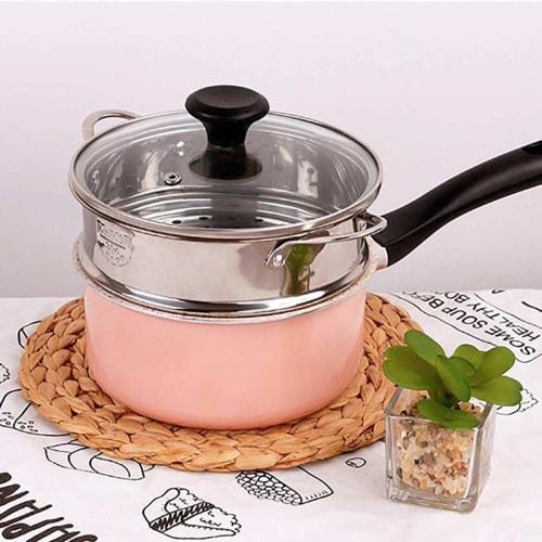 Bunggou 18cm Thick Stainless Steel Food Steamer with Double Ears for Soup Pot and Milk Pot, Kitchen Tool