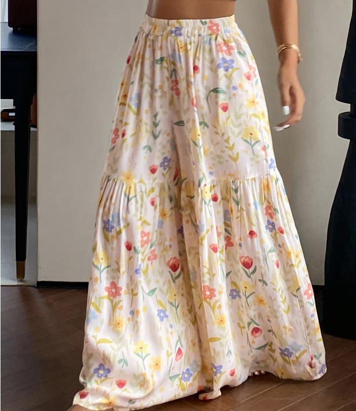 2026 Women s High-Waisted Floral Print Wide-Leg Pants - Lightweight & Flowy, Versatile & Slimming XL