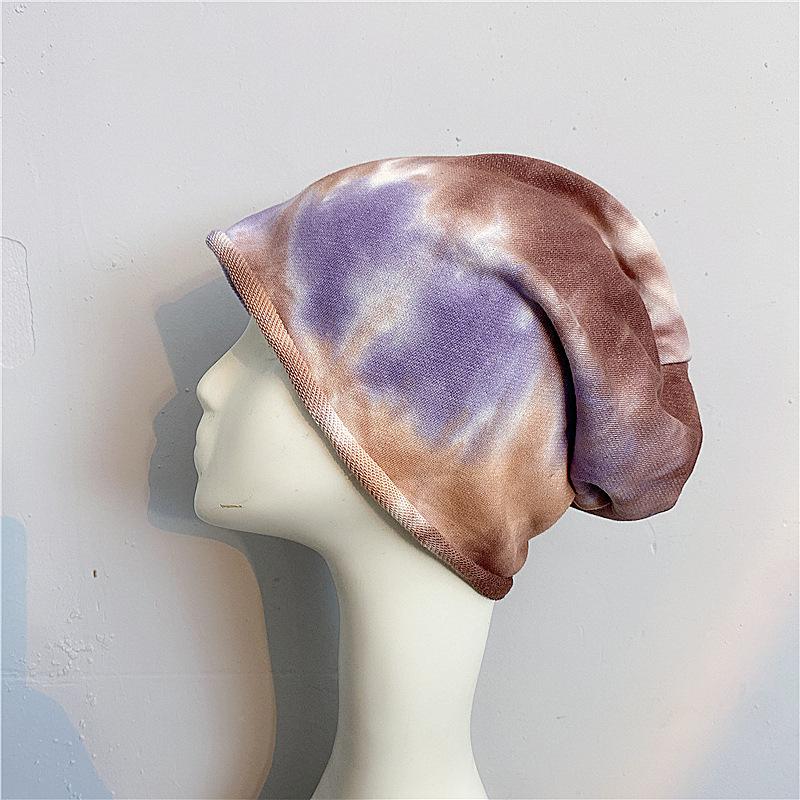 Trendy women's slouchy hat, Japanese-style tie-dye postpartum hat, spring and autumn Korean-style pullover knitted beanie