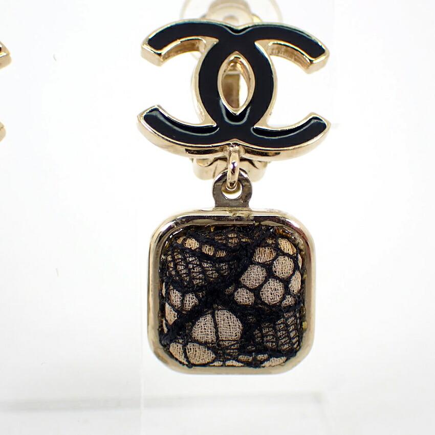 [Pre-owned] CHANEL Coco Mark Lace Earrings/j36-2
