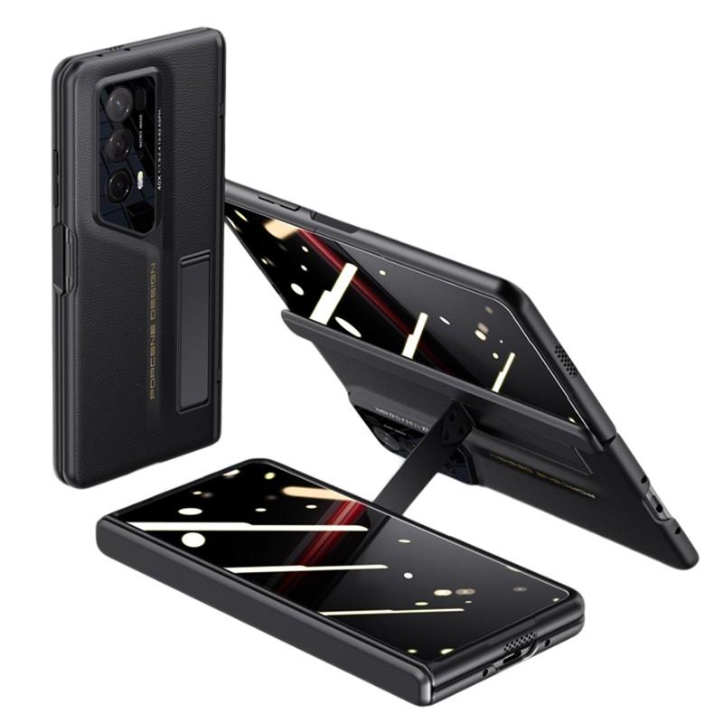 

Для Honor Magic V2 RSR Porsche Design Чехол Кожаное покрытие ПК Магнитная подставка Чехол для телефона с антишпионской пленкой Black