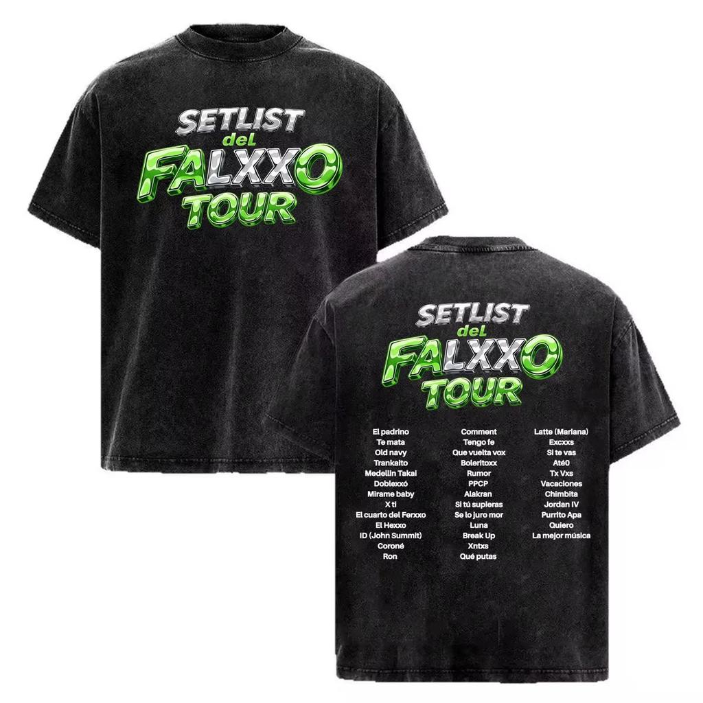 T-shirt Vintage Lavata Rapper Feid Ferxxo Tour 2026 Abbigliamento Uomo Moda High Street T-shirt Leggera e Traspirante per Outfit Estivi Freschi