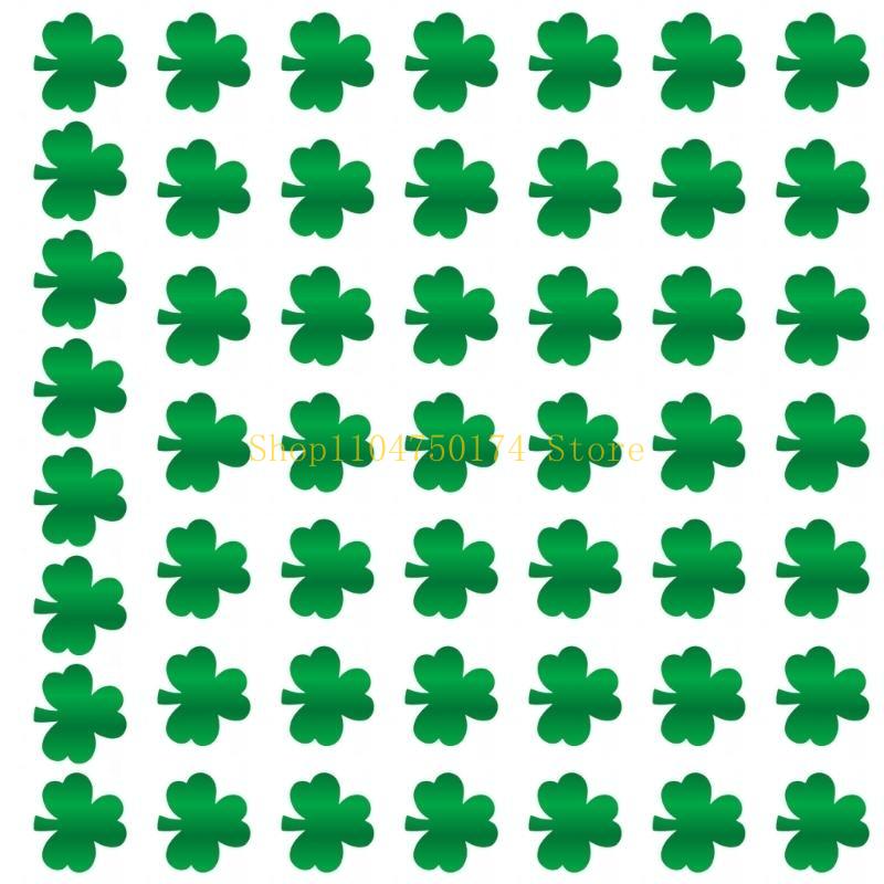 Set of 50 Patricks Day Shamrock Sticker Adhesive Plant Decal Paper Texture for Craft and Home Decoration Top Sale