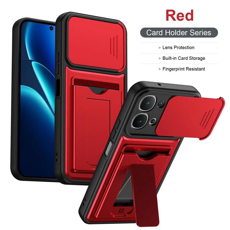 For Vivo IQOO Z11X Y31D Y51 Pro T5X Case Multi-layer Structure, Shockproof Cover with Bracket, Card Slot, Lens Protection