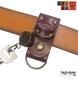 highstyle Tochigi Leather Belt Loop Keychain Dark Brown Reel D-Rings Men Women Cowhide