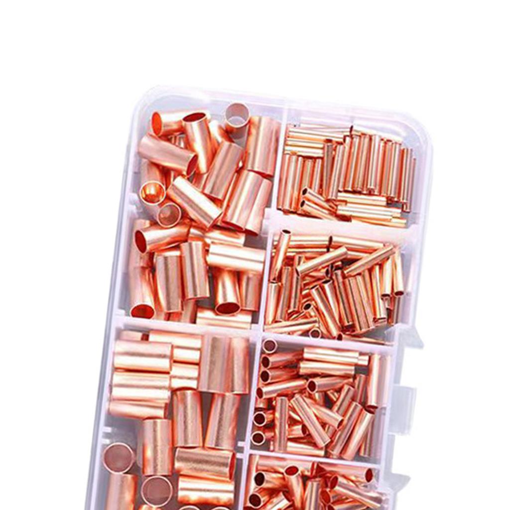 Copper Tube Connector Kits 250pcs 7 Different Diameters 1.5mm 2.0mm 2.5mm 3.0mm 4.0mm 5.0mm 6.0mm; 12mm 0.47inch Length