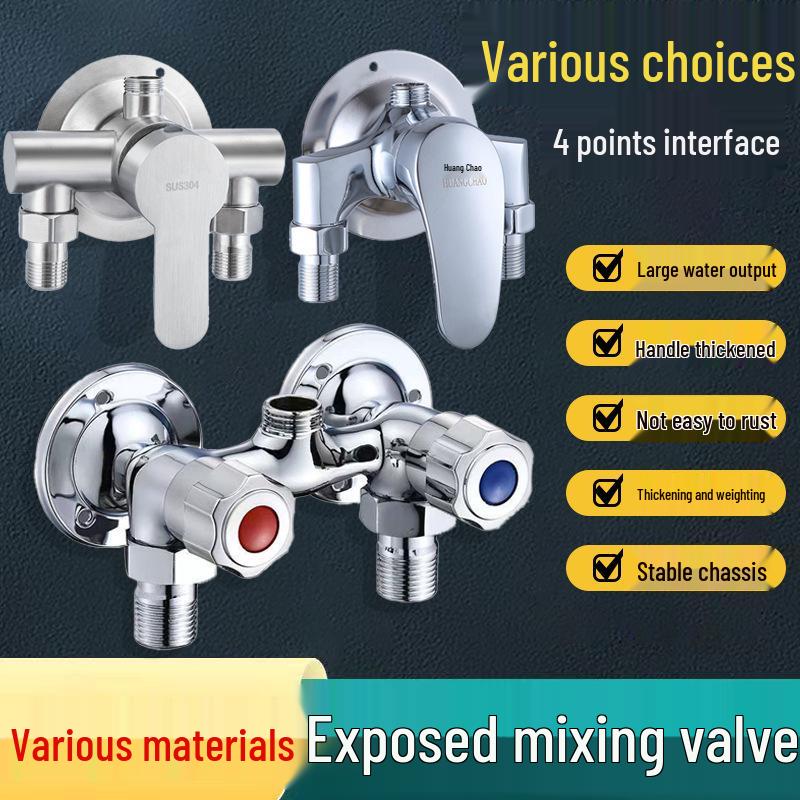 Triangular Exposed Shower Faucet with Hot and Cold Mixing Valve & Switchable Shower Head