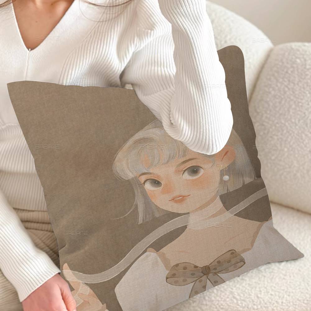 Cartoon Young Girl Personalized Pillow Cover Kids Bedroom Wild Party Decor Pillowcase Kid Birthday Shower Gift