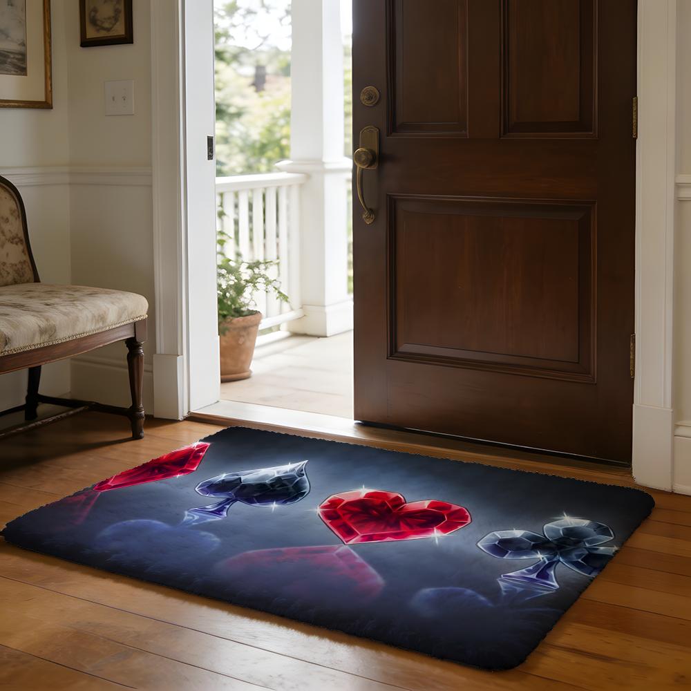 Fashion Spade Floor Mat Soft Flannel Absorbent Mat Non-Slip Rug Home Bedroom Bathroom