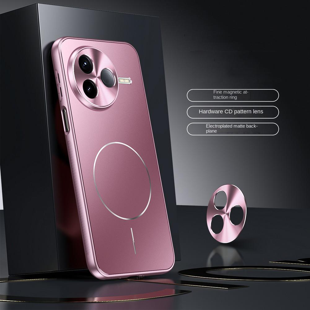 Electroplated Micro-matte Back Plate with Thin Magnetic Ring Case For Poco F7 Ultra POCO F7 Pro Camera Protect Cover