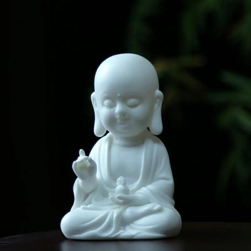 

Ceramic Crafts Small Figurine For Home Living Room, White Porcelain Guanyin Tathagata Ksitigarbha Bodhisattva Buddha Statue, 1pc